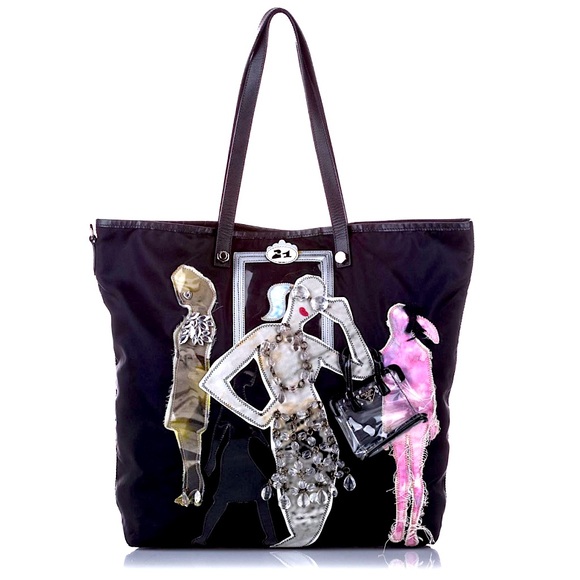 Prada: Runway Beaded Tessuto Models on Runway Limited Edition Nylon Tote Bag - Picture 3 of 17